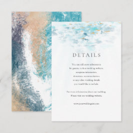 Splashing Blue Waves Coastal Wedding Details Card OSA Kort