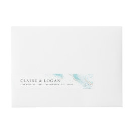 Splashing Blue Waves Coastal Wedding Etikettband