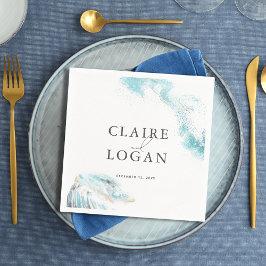 Splashing Blue Waves Coastal Wedding Pappersservett