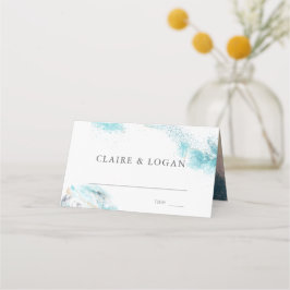 Splashing Blue Waves Coastal Wedding Placeringskort