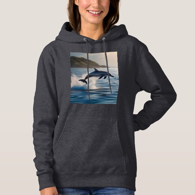 Splashing Leaping Dolphin: A Dance of Joy in Ocean T Shirt (Framsida)