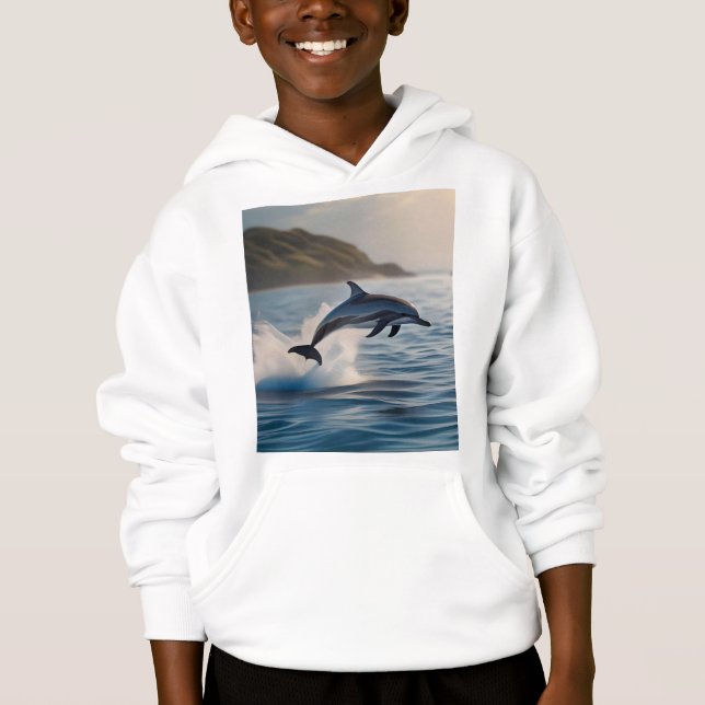 Splashing Leaping Dolphin: A Dance of Joy in Ocean T Shirt (Framsida)