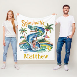 Splashville Vatten Slide Boy Födelsedagsfest Gift Fleecefilt