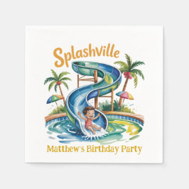 Splashville Vatten Slide Boy Födelsedagsfest Pappersservett