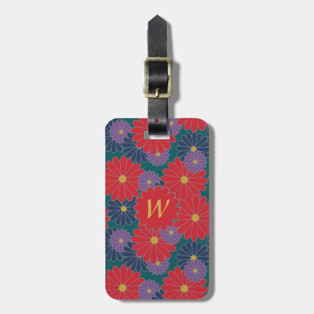 Splashy Fall Blommigt Luggage Tag Bagagebricka (Vertikal Framsida)
