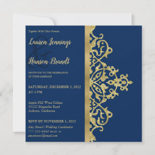 Splashy Guld Elegance Wedding bjudande Inbjudningar