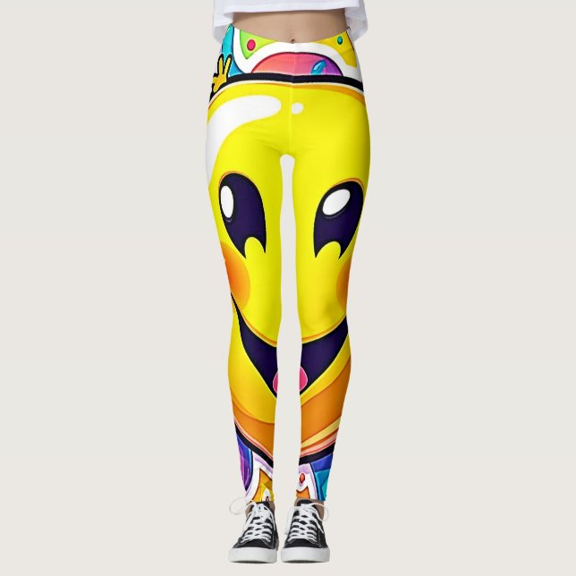Splashy Lycklig Emoji Roligt Leggings (Framsida)