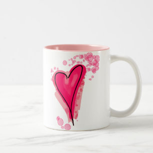 Splashy Rosa Heart Två-Tonad Mugg