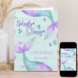 Splashy & Sassy any age Sjöjungfru Birday Kort