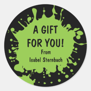Splat Gift Sticker Runt Klistermärke