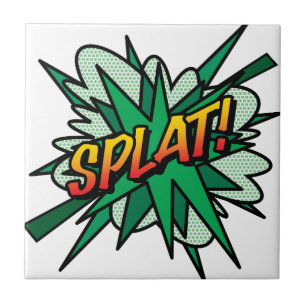 SPLAT Kul Retro Serietidning Pop Art Kakelplatta