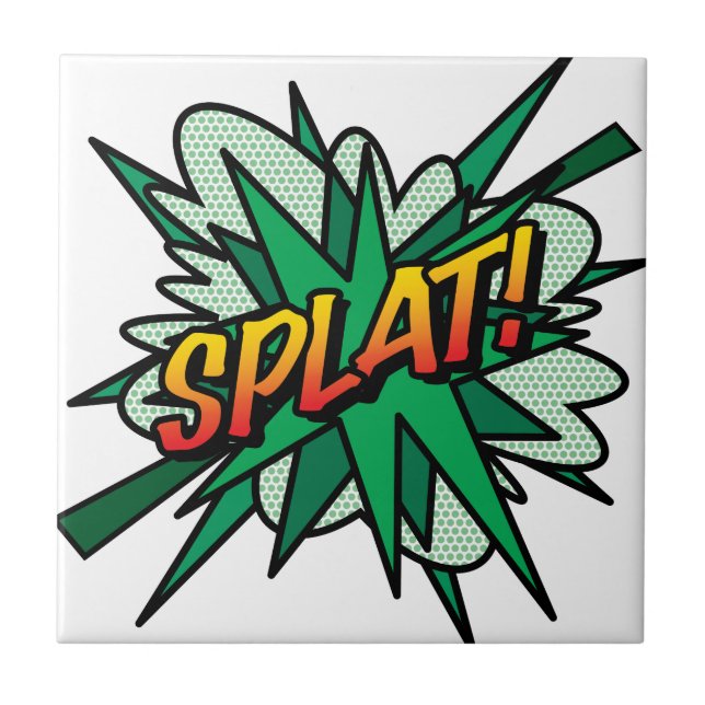 SPLAT Kul Retro Serietidning Pop Art Kakelplatta (Framsidan)