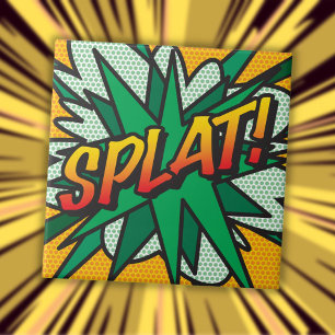 SPLAT Kul Retro Serietidning Pop Art Kakelplatta