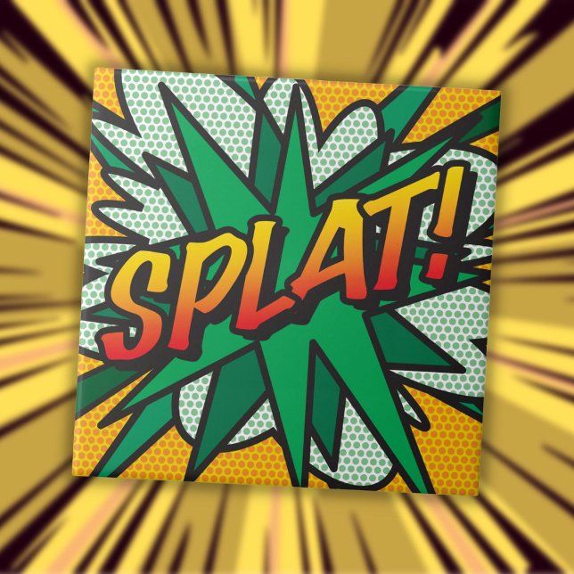 SPLAT Kul Retro Serietidning Pop Art Kakelplatta (SPLAT Fun Retro Comic Book Pop Art Ceramic Tile)