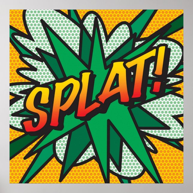 SPLAT Tecknad Bok Pop Art Modern Retro-Roligt Poster (Framsidan)