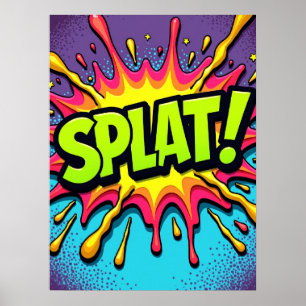 SPLAT! Utbrott av Tecknad för popup-bilder Poster