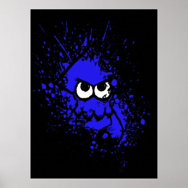 Splaton Black Squid med Tom Öga på Blue Splat Poster (Framsidan)