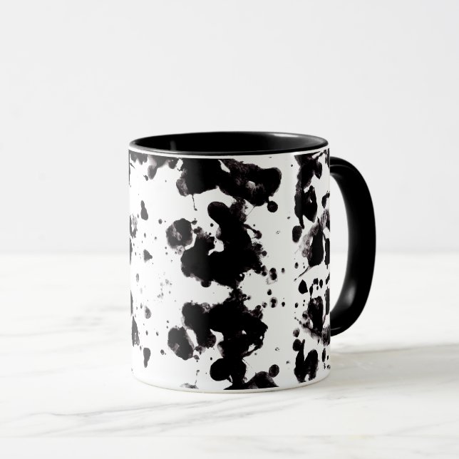 Splatter Black and White Two-tone Coffee Mugg (Framsida höger)