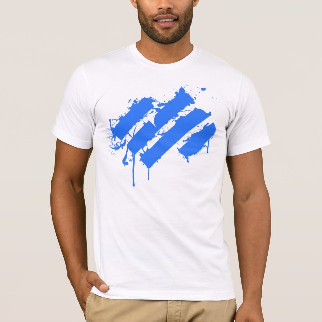 Splatter blue tee shirt (Framsida)