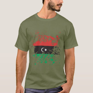 Splatter för Libyen flaggabläck Tee