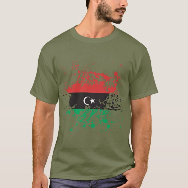 Splatter för Libyen flaggabläck Tee (Framsida)