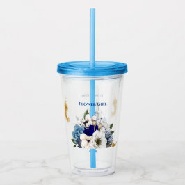 Splatter för marinblått elfenbensblått Blommigt Gu Take Away Mugg