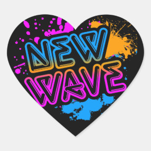 Splatter för neon för new wave för Corey Hjärtformat Klistermärke