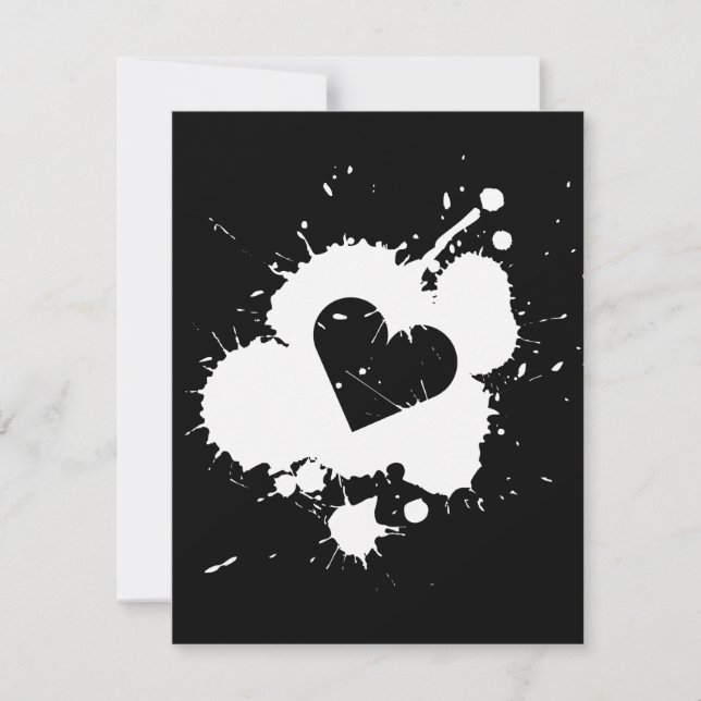 Splatter Heart (bröllop) Inbjudan Mall 3 (Framsida)