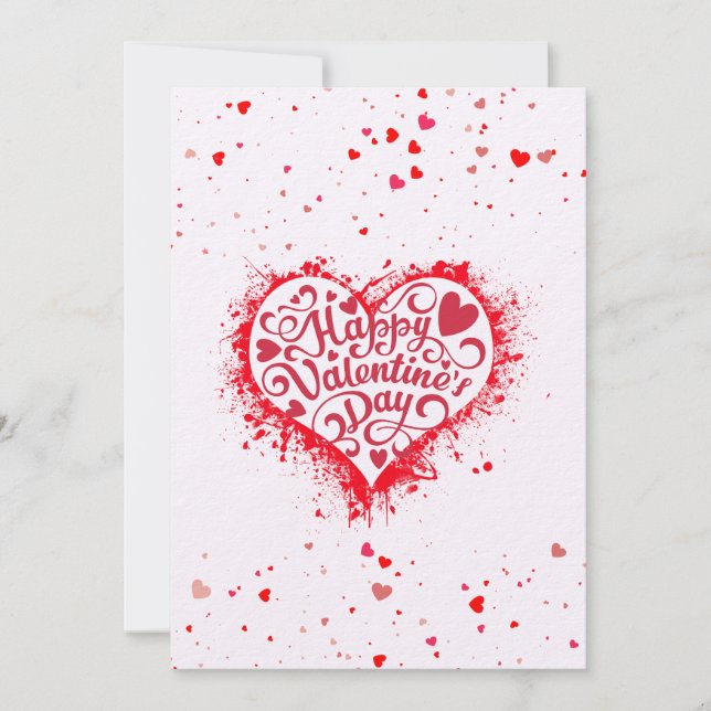 Splatter Heart Glad Alla Hjärtans Dag Julkort (Framsida)