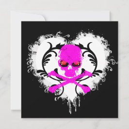 Splatter Heart Skull Gothisk Födelsedagsinbjudan Inbjudningar