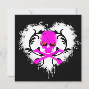Splatter Heart Skull Gothisk Födelsedagsinbjudan Inbjudningar