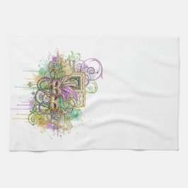 Splatter Mardi Gras-kollage Kökshandduk