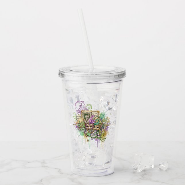 Splatter Mardi Gras-kollage Take Away Mugg (Framsida Ice)