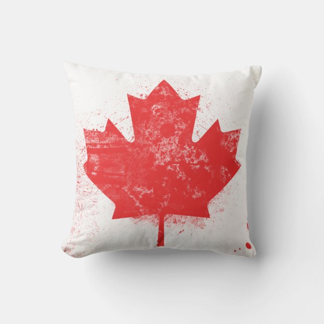 Splatter Pawarde Flagga of Canada Kudde (Framsida)