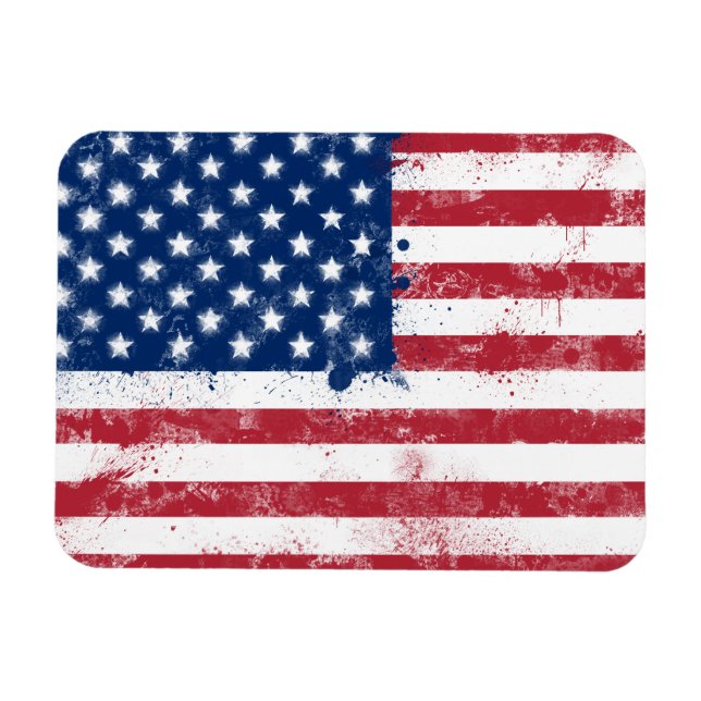 Splatter Payed Flagga of the USA Magnet (Horisontell)