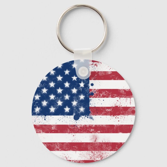 Splatter Payed Flagga of the USA Nyckelring (Framsida)