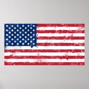Splatter Payed Flagga of the USA Poster