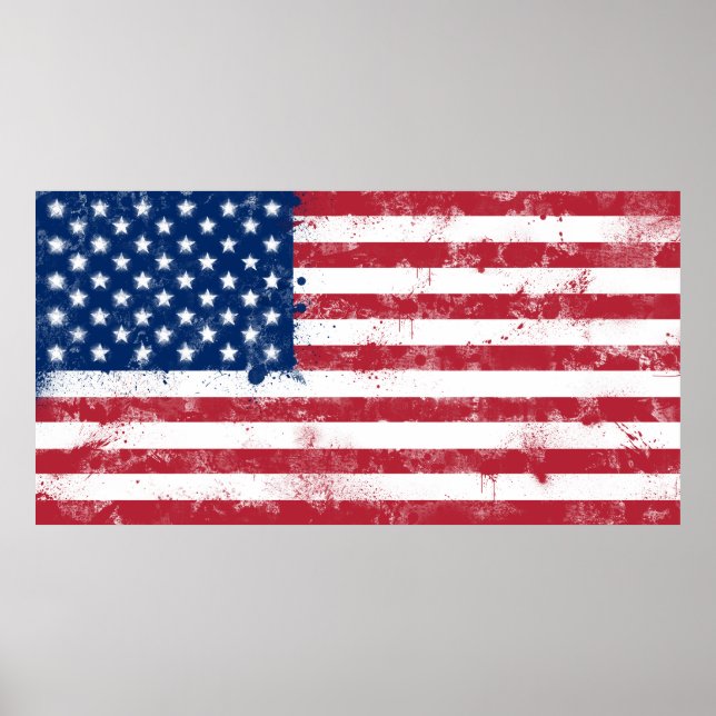 Splatter Payed Flagga of the USA Poster (Framsidan)
