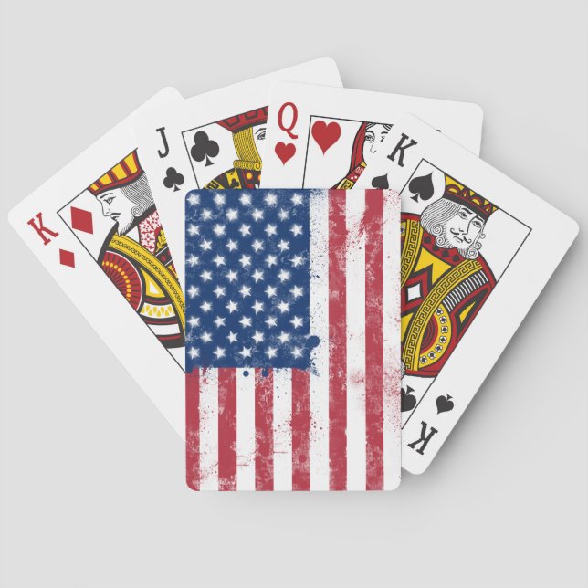 Splatter Payed Flagga of the USA Spel Kort (Baksidan)