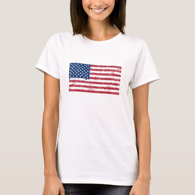 Splatter Payed Flagga of the USA Tee Shirt (Framsida)