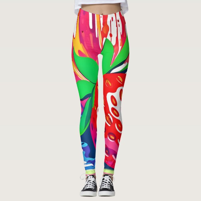 Splatter Strawberry Stänk Leggings (Framsida)