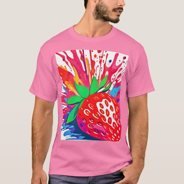 Splatter Strawberry Stänk T Shirt (Framsida)