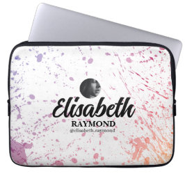 Splatter Watercolor Photo och Namn Laptop Fodral