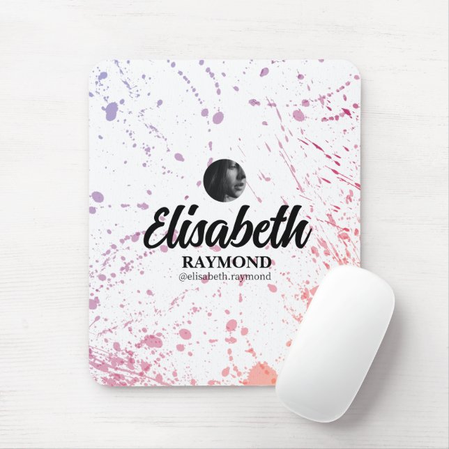 Splatter Watercolor Photo och Namn Musmatta (Med mus)