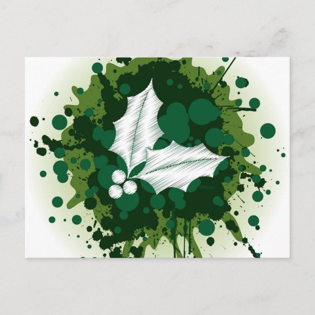 Splatterad Jul - Holly-design Helg Vykort (Framsida)