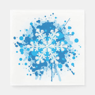 Splatterad målningsjulsformad snöflingdesign pappersservett
