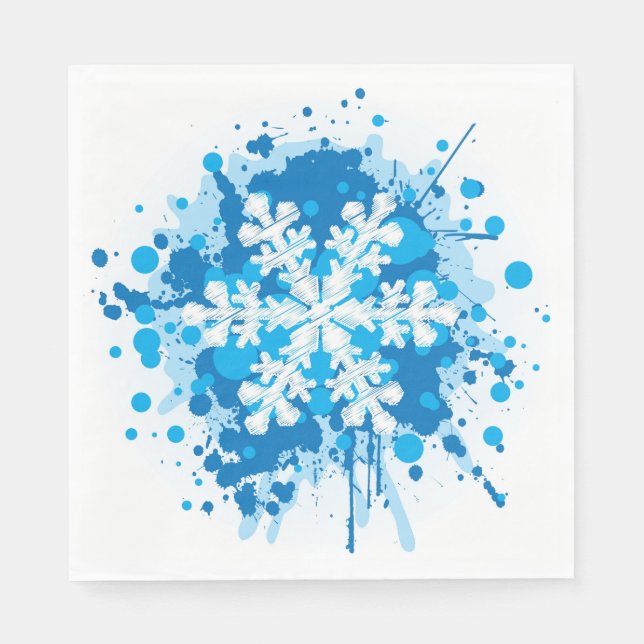 Splatterad målningsjulsformad snöflingdesign pappersservett (Framsidan)