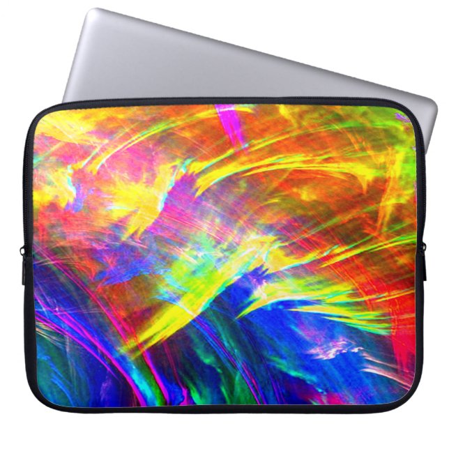 Splatterad Rainbow Abstrakt Art Vibrant färgstark Laptop Fodral (Framsidan)