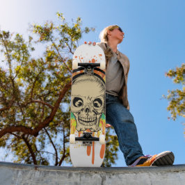Splatterad Skull Mini Skateboard Bräda 18,5 Cm
