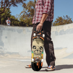 Splatterad Skull Mini Skateboard Bräda 18,5 Cm